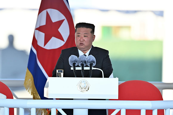 경애하는 김정은동지께서 조선인민군 해군 구축함 진수기념식에서 하신 연설