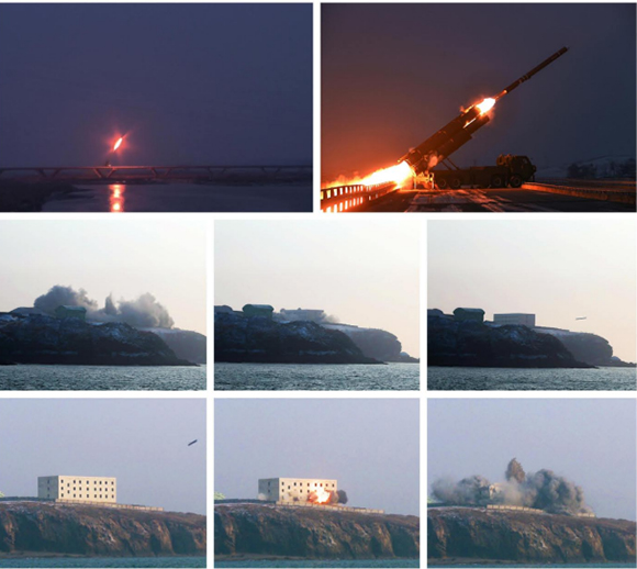 경애하는 김정은동지께서 장거리전략순항미싸일발사훈련을 참관하시였다







 