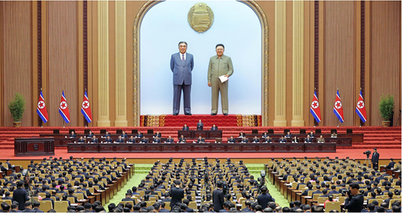 조선민주주의인민공화국 최고인민회의 제15기 제1차회의 1일회의 진행





 